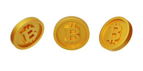 Virtual financial currency Bitcoin Risk Gold Coin 3D