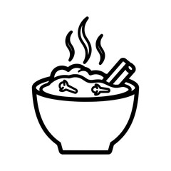 Steaming hot bowl of soup with transparent background
