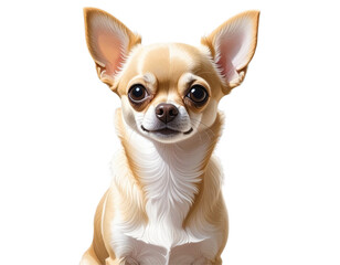 Obraz premium Realistic Chihuahua Dog Illustration Sitting Pose, Isolated PNG