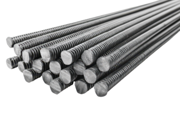 Reinforcement steel bars used in construction projects for building strength and stability at a construction site