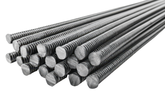 Reinforcement steel bars used in construction projects for building strength and stability at a construction site