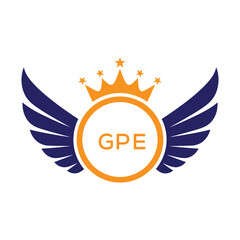 GPE Winged Crown Company logo. GPE Luxury Royal Company logo design for entrepreneur and business. GPE Brand Identity best icon.
