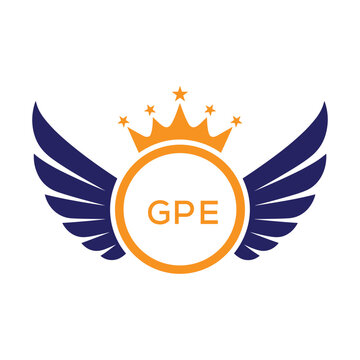 GPE Winged Crown Company logo. GPE Luxury Royal Company logo design for entrepreneur and business. GPE Brand Identity best icon.
