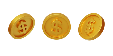 Us dollar $International trade currency Gold Coin 3D