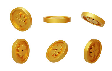 Good Luck Lucky Four-leaf Clover Game Coin 3D