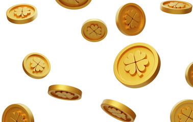 Good Luck Lucky Four-leaf Clover Game Coin 3D