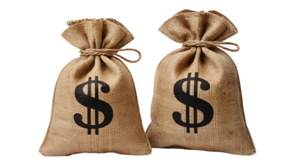 Two money bags with dollar signs representing wealth and financial success
