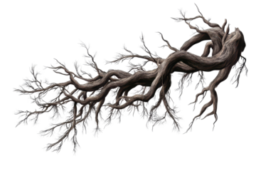 Twisted roots stretch across a jungle floor, showcasing the intricacy of nature's design in a vibrant environment