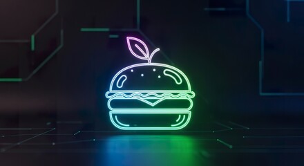 Neon hamburger graphic design