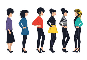 Obraz premium Fashionable women showcasing stylish outfits, perfect for modern lifestyle and design projects