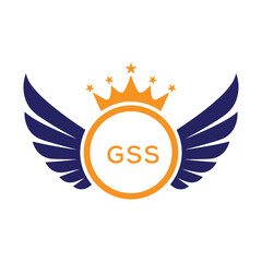 GSS Winged Crown Company logo. GSS Luxury Royal Company logo design for entrepreneur and business. GSS Brand Identity best icon.
