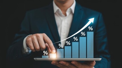 Increase your sales with this modern design showing business growth on a tablet, celebrate success today