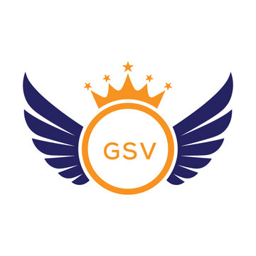 GSV Winged Crown Company logo. GSV Luxury Royal Company logo design for entrepreneur and business. GSV Brand Identity best icon.
