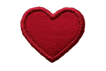 Bright red heart patch badge featuring intricate embroidery details for crafting projects, clothing embellishments, or decorative uses in various settings and activities