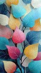 Vibrant, layered leaves in pastel colors