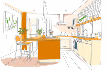キッチンのスケッチ画