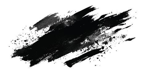 Naklejka premium Abstract watercolor brush stroke in black and purple for creative design. Bold swipe of paint with brush strokes on white background 