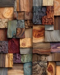 Abstract wood block pattern, various colors and textures
