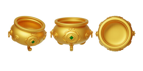 New Year Traditional Chinese Style Lucky Money and Treasure Basin 3D
