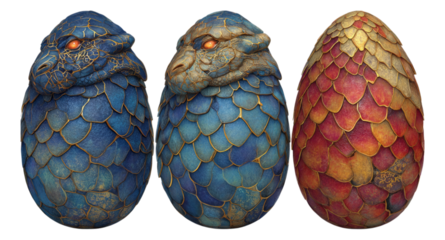 Colorful Textured Eggs with Unique Dragon Designs