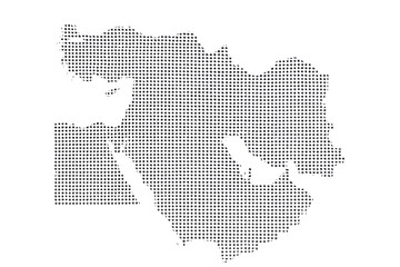 Fototapeta premium Halftone dotted map of Middle East region on white background