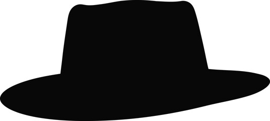 Classic black fedora hat silhouette isolated on style symbol vector