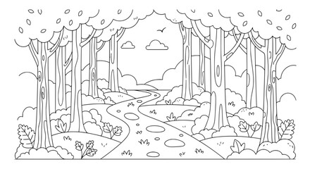 Obraz premium Forest scene with trees and pathway with transparent background