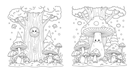 Fototapeta premium Mushroom forest with transparent background