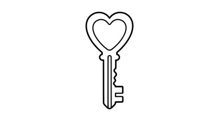 Heart-shaped key with transparent background