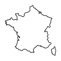 Obraz premium Minimalist outline map of france with thin black lines