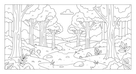 Obraz premium Forest landscape with trees and pathway on transparent background
