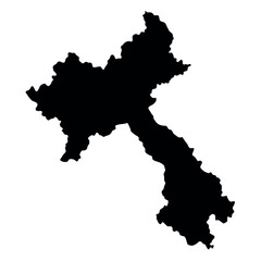 Obraz premium Minimalist black silhouette map of laos country outline