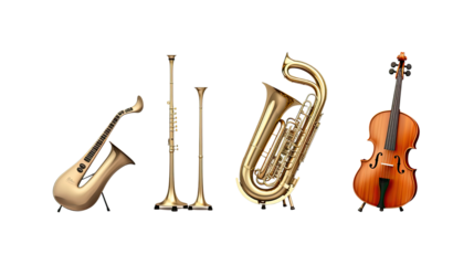 Set of music instruments collection isolated on white background
