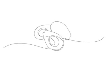 Obraz premium Avocado continuous one line drawing isolated on a white background. Horizontal banner. Outline avocado fruit. Vector illustration