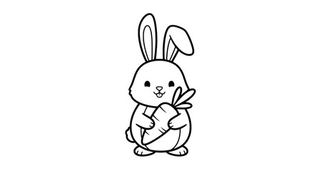 Obraz premium Bunny holding a carrot with transparent background