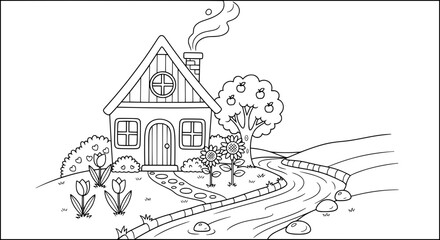 Naklejka premium Countryside house with transparent background