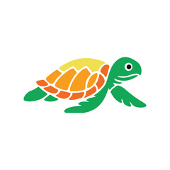 Colorful Cartoon Sea Turtle Illustration