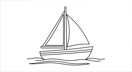 Sailboat on water with transparent background