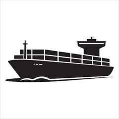 Obraz premium Vector illustration of a ship boat and fishing boat on the sea for travel and marine design