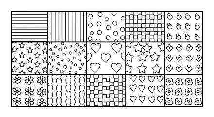 Set of patterned shapes with transparent background