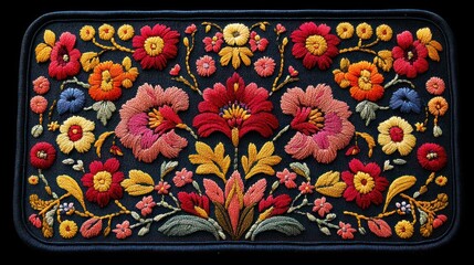 Exquisite Floral Embroidery, A Vibrant Tapestry of Colors and Textures