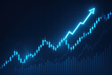 Financial Growth: A captivating digital depiction of a rising graph, symbolizing financial advancement and market trends. The glowing, azure hue underscores the dynamic and optimistic financial data.