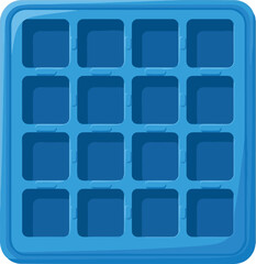 Blue ice cube tray with 16 cubes for refreshing drinks and frozen treats vector