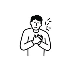 Vector art of man holding chest in pain