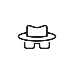 Incognito and privacy icon with hat and glasses outline. Vector illustration.