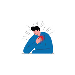 Vector art of man holding chest in pain