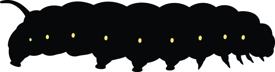 Black caterpillar silhouette isolated on white vector