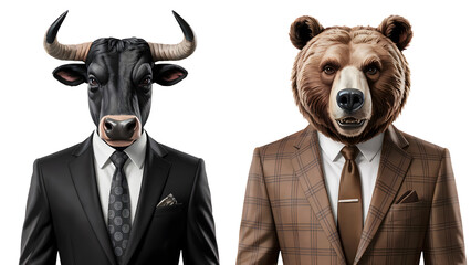 Bull and Bear in Suits: Financial Market Symbols of Trading and Investing