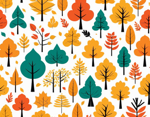 Vibrant Fall Collection Various Autumn Trees Design Parts