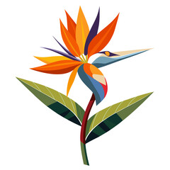 Vibrant Stylized Bird of Paradise Flower